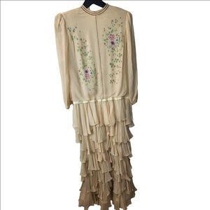 Maggy Reeves vintage 70s hand painted gown in VGUC L(estimated)